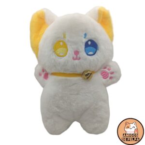 Peluche gato blanco ojos bicolor