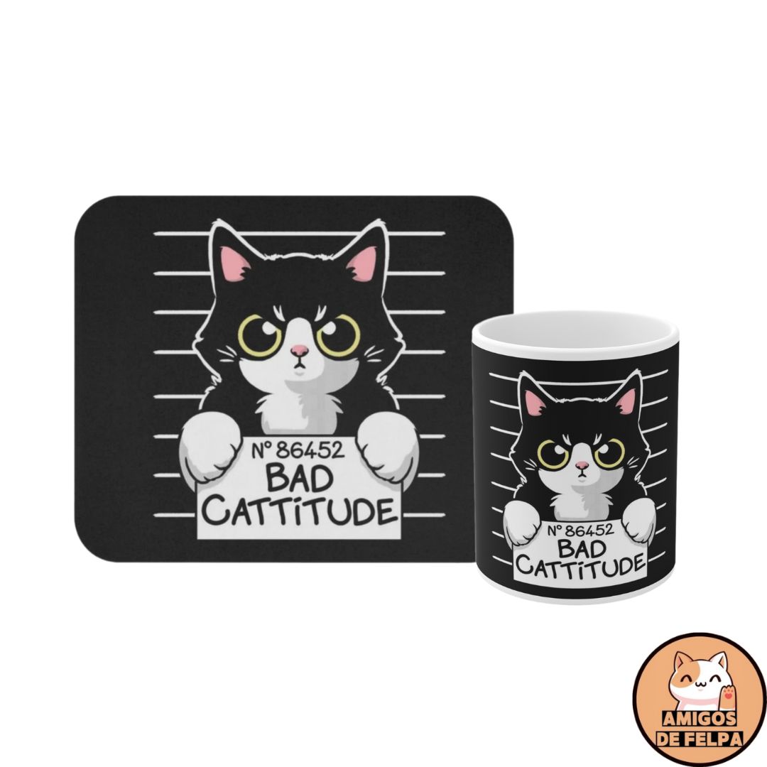 Promoción Gato Mala Actitud Mouse Pad más Taza